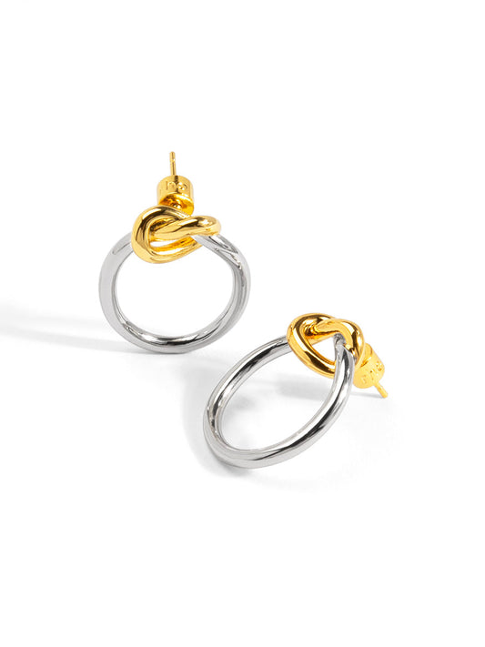 Two Tone Knot Drop Earring