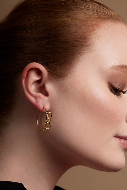 Knotted Bow Hoop Earring