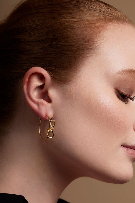 Knotted Bow Hoop Earring