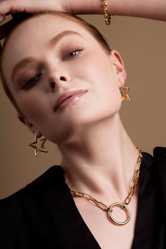 Open Star Hoop Earring