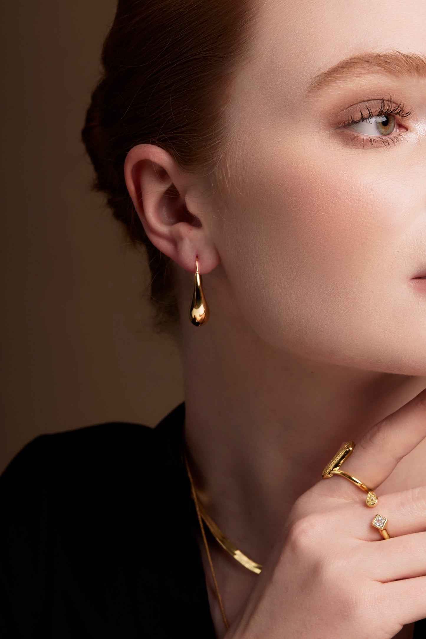 Sculpted Droplet Threader Earring