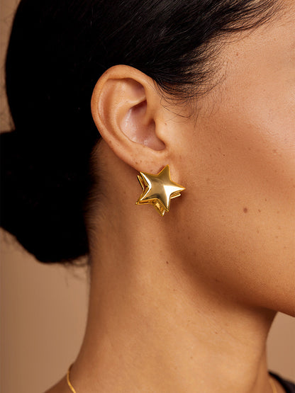 Double Star Chunky Stud Earring