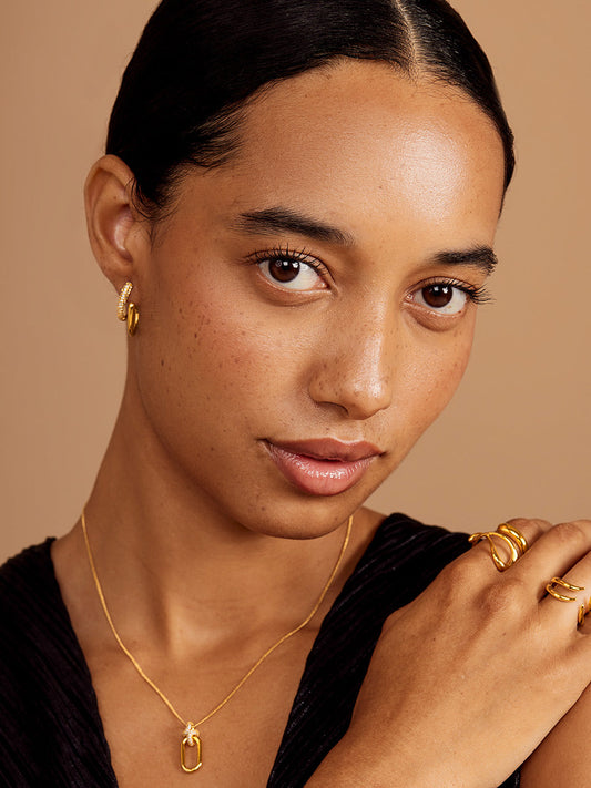 Pave Double Hoop Huggies