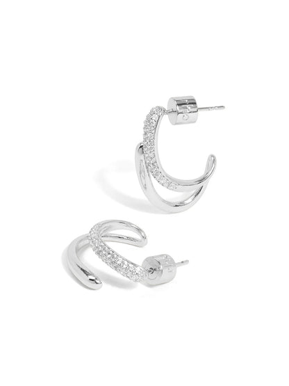 Pave Double Hoop Huggies