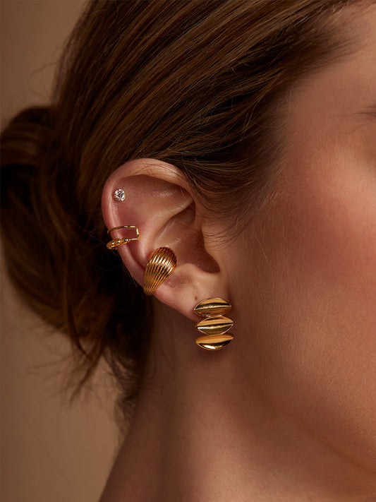 Stacked Ripple Stud Earring