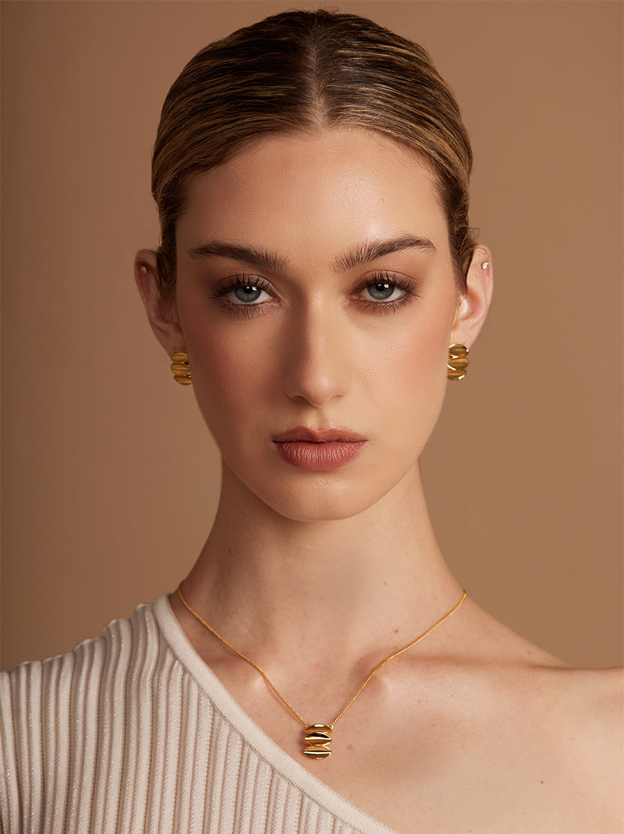 Stacked Ripple Stud Earring