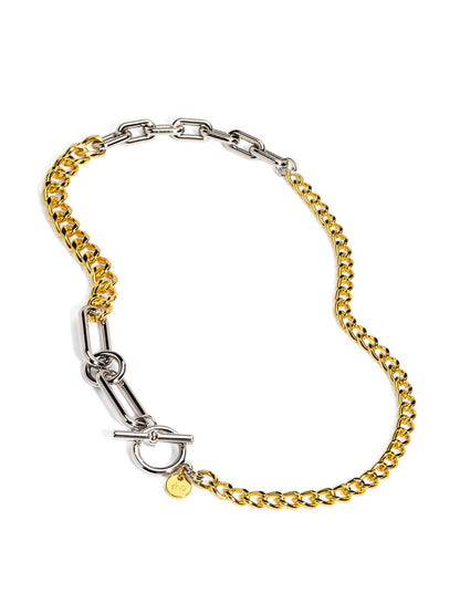 Two Tone Mixed Links Collar Necklace
