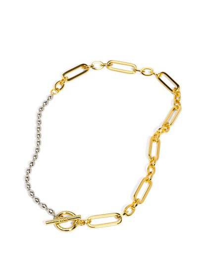 Two Tone Mixed Media Link Collar Necklace