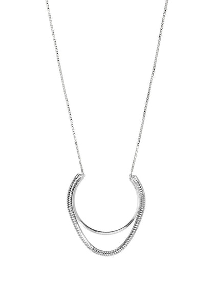 Layered Herringbone Pendant Short Necklace
