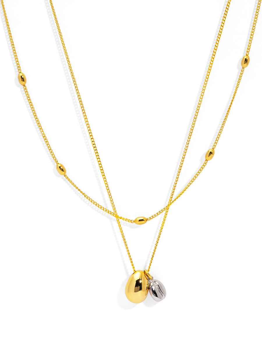 Two-Tone Coffe Bean Layered Collar Necklace