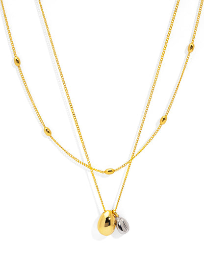 Two-Tone Coffe Bean Layered Collar Necklace