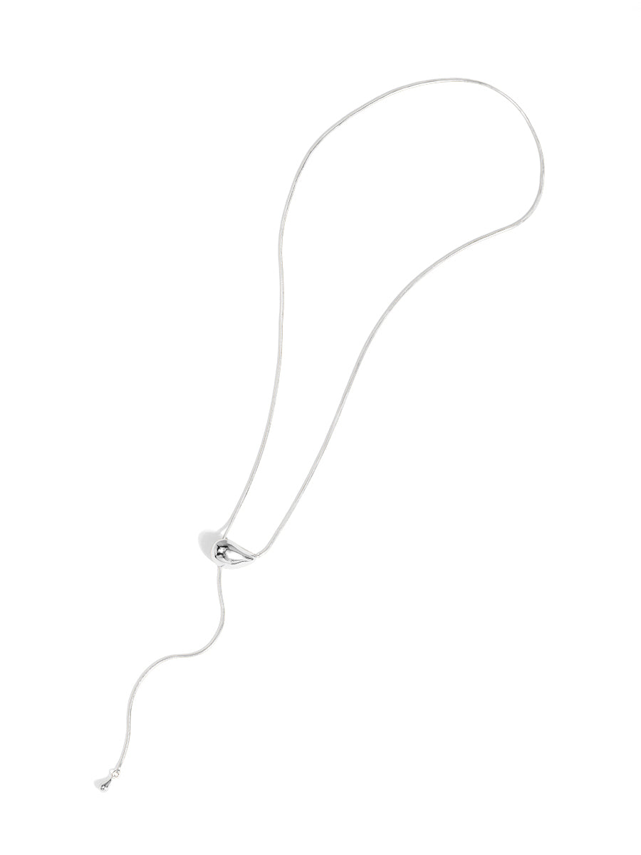 Sculpted Droplet Lariat Slider Necklace