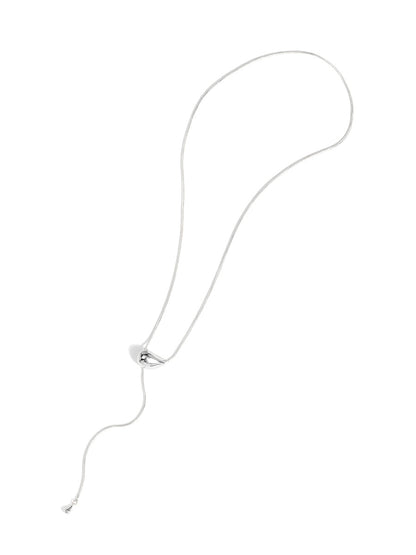 Sculpted Droplet Lariat Slider Necklace