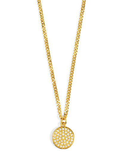 Pave Disc Pendant Short Necklace