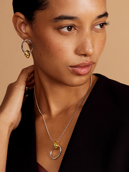 Two-Tone Knotted Charm Pendant Necklace