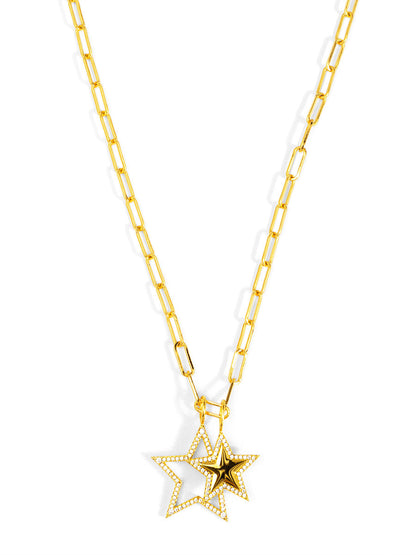 Layered Pavé Star Pendant Necklace