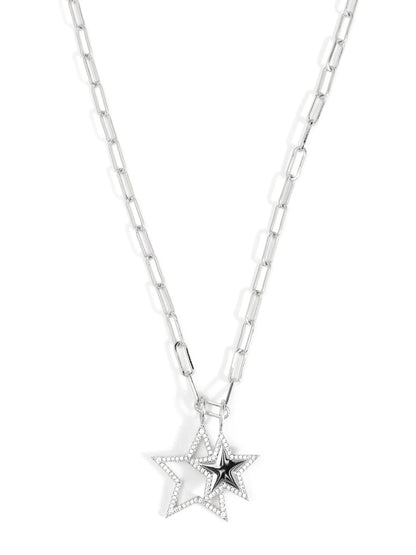 Layered Pavé Star Pendant Necklace