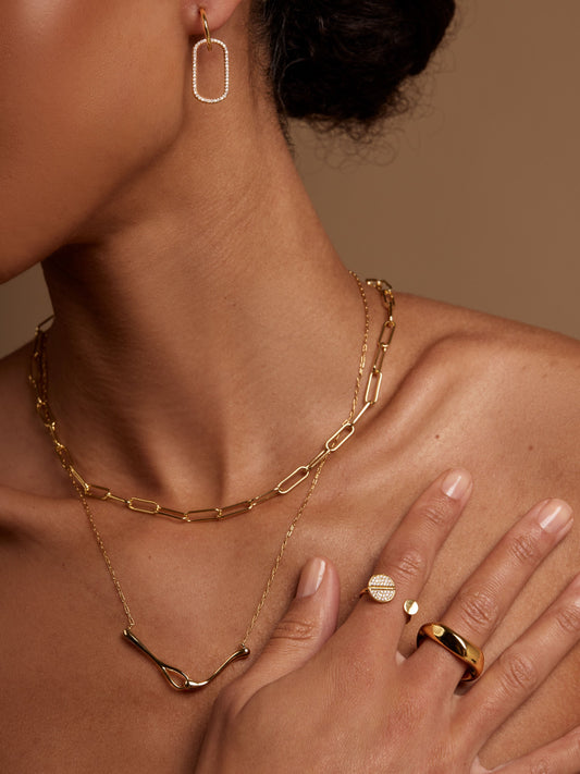 Pavé Oblong Drop Earring