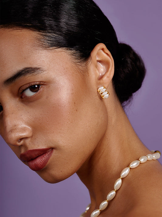 Sculpted Pearl Cuff Earring