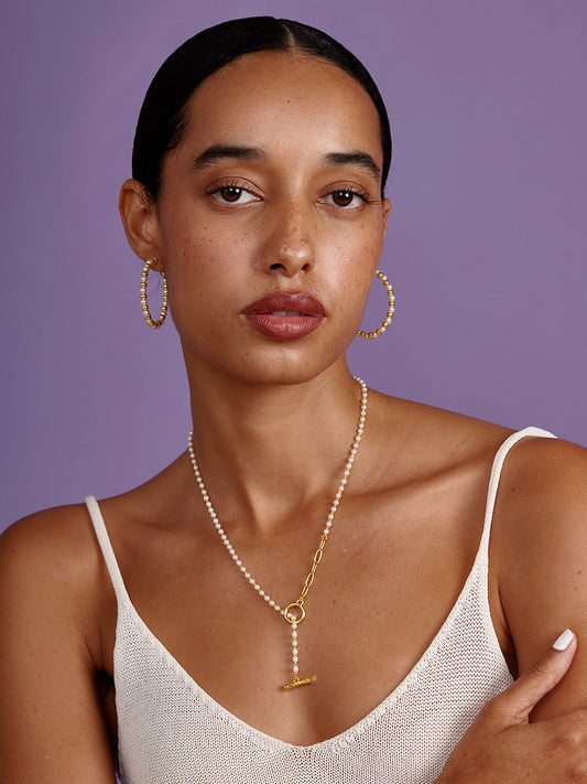 Petite Pearl Link Toggle Necklace