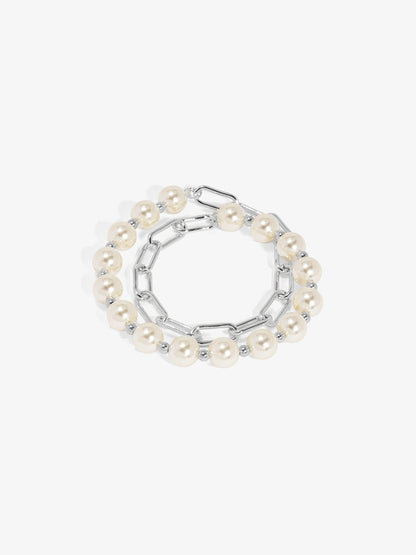 Pearl and Link Gold Bracelet