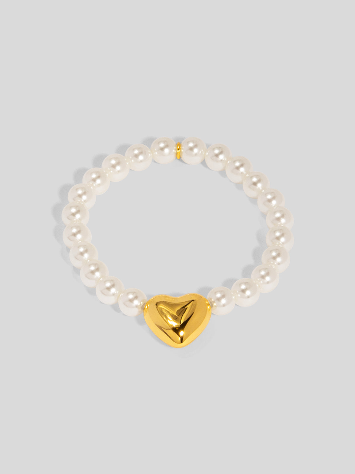 Heart Charm Pearl Stretch Bracelet