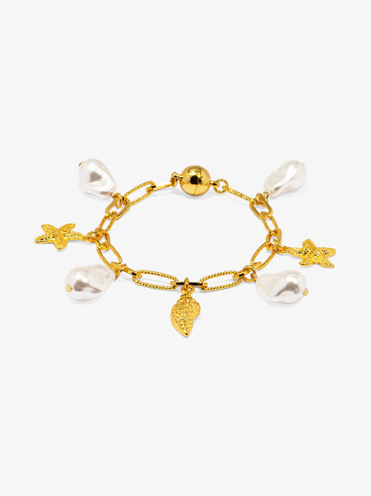 Baroque Pearl and Sea Charm Magnet Bracelet