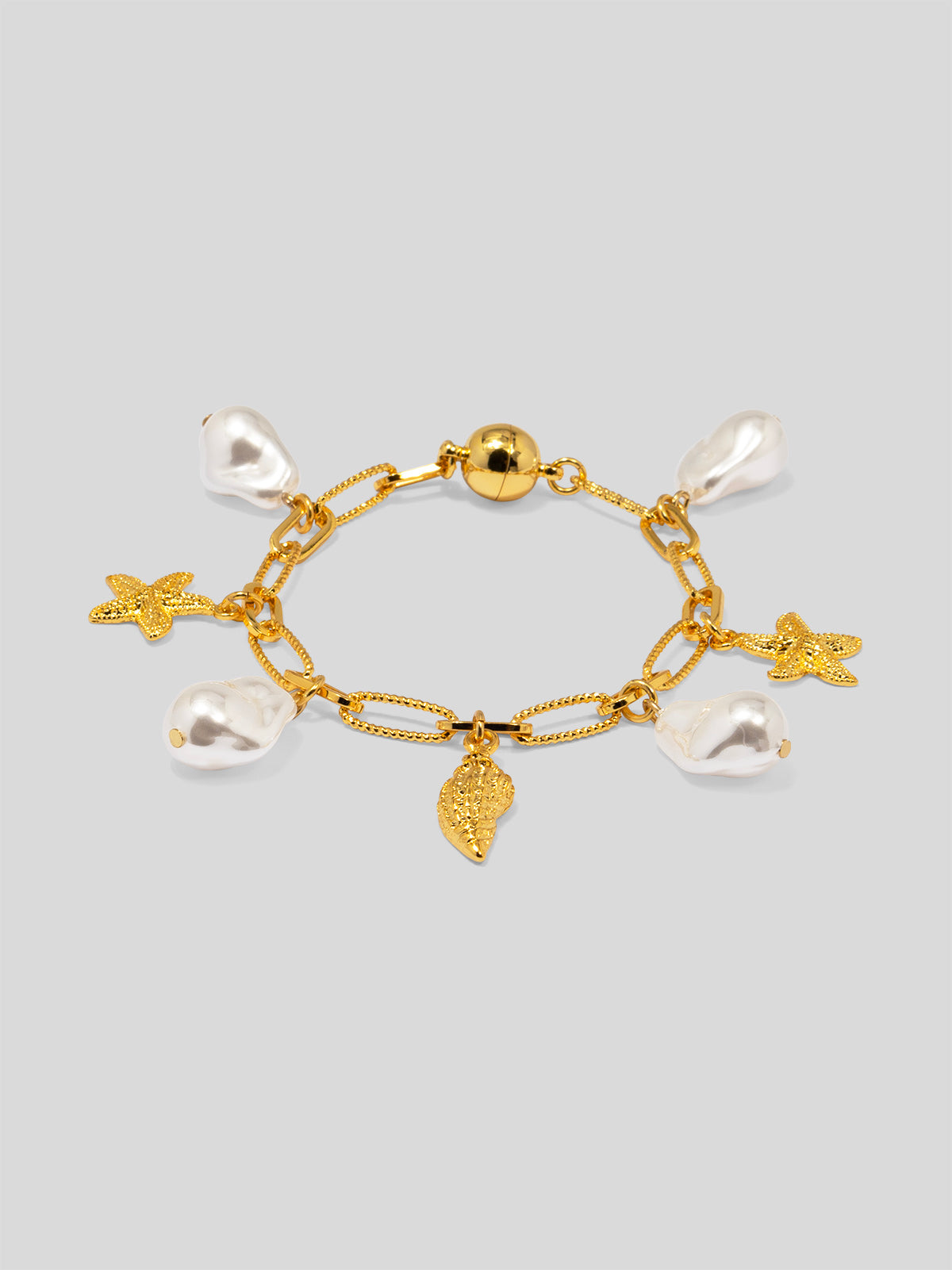 Baroque Pearl and Sea Charm Magnet Bracelet