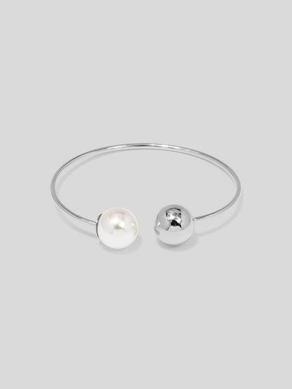 Pearl and Gold Bead Cuff Bracelet