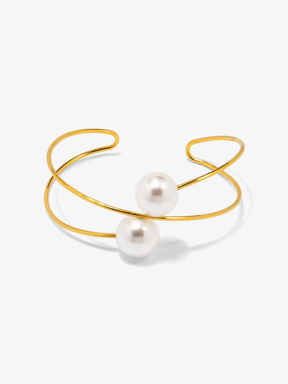 Two Pearls Cuff Bracelet