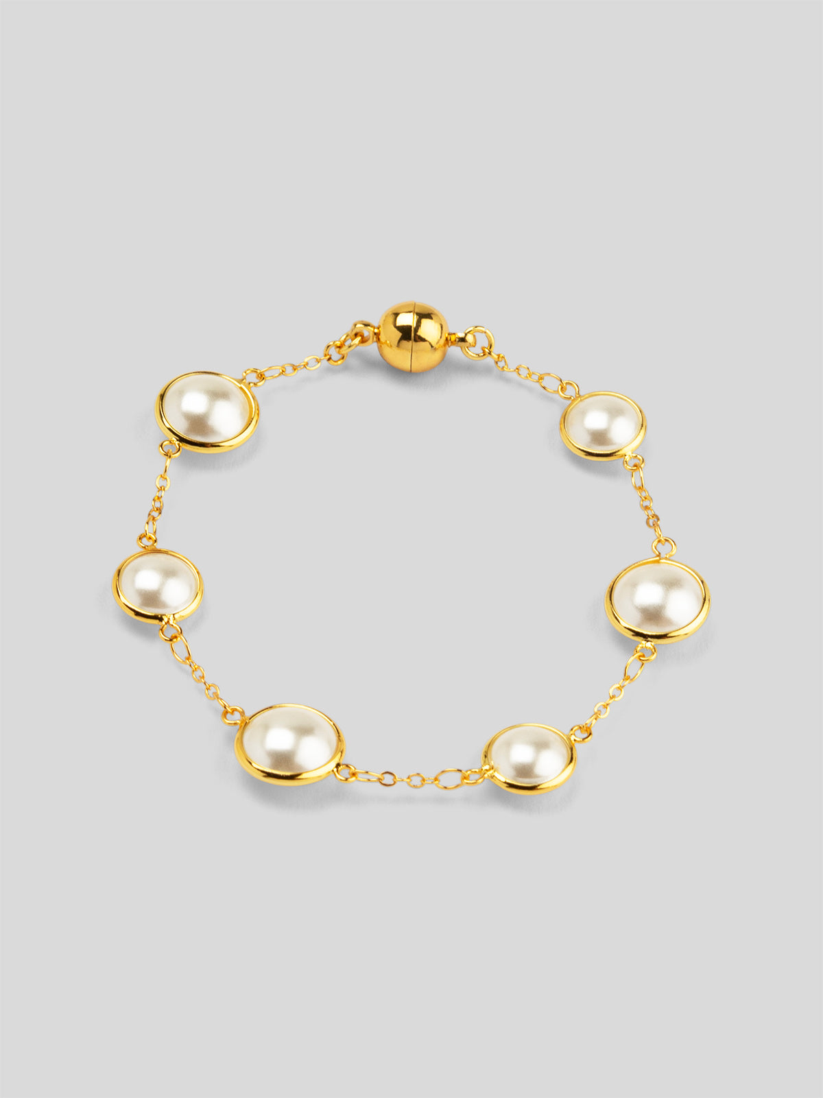 Half Pearl and Chain Magnet Bracelet