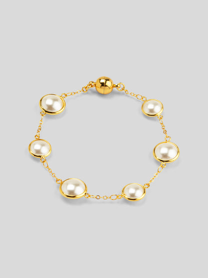 Half Pearl and Chain Magnet Bracelet