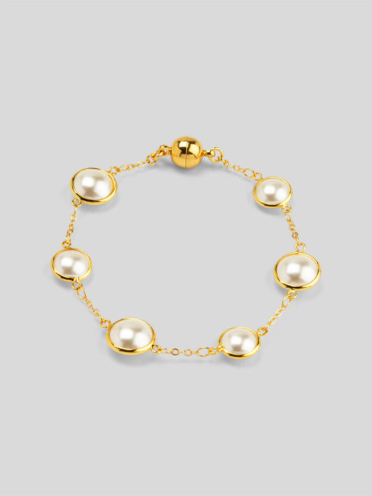 Half Pearl and Chain Magnet Bracelet