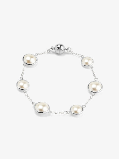 Half Pearl and Chain Magnet Bracelet