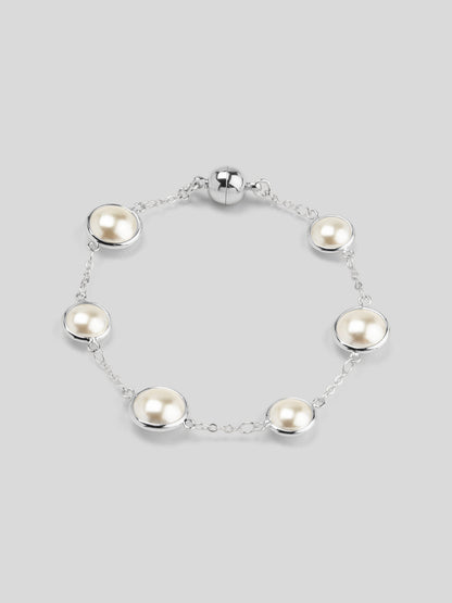 Half Pearl and Chain Magnet Bracelet