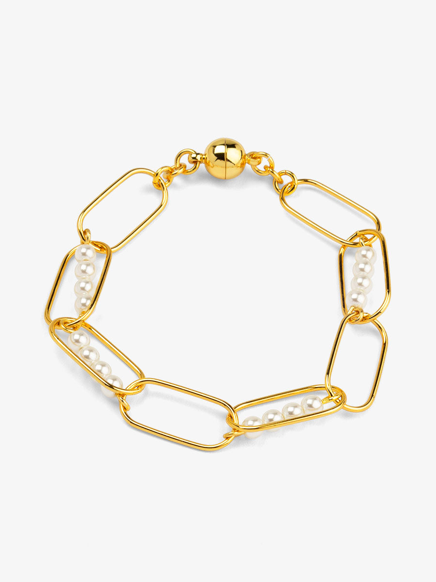 Linear Pearl Chain Magnet Bracelet
