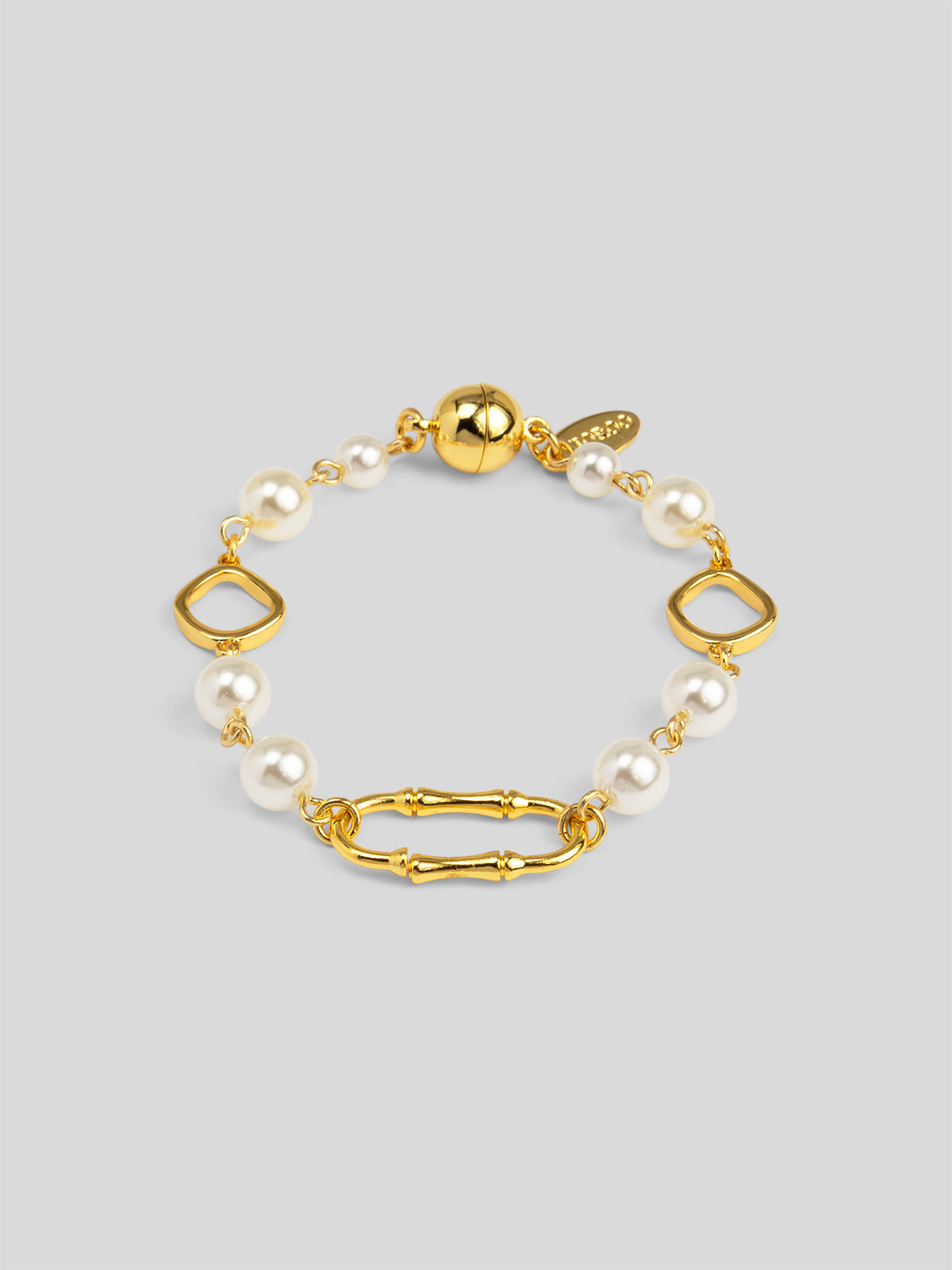 Bamboo Link Pearl Magnet Bracelet