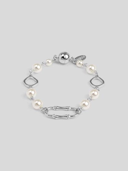 Bamboo Link Pearl Magnet Bracelet