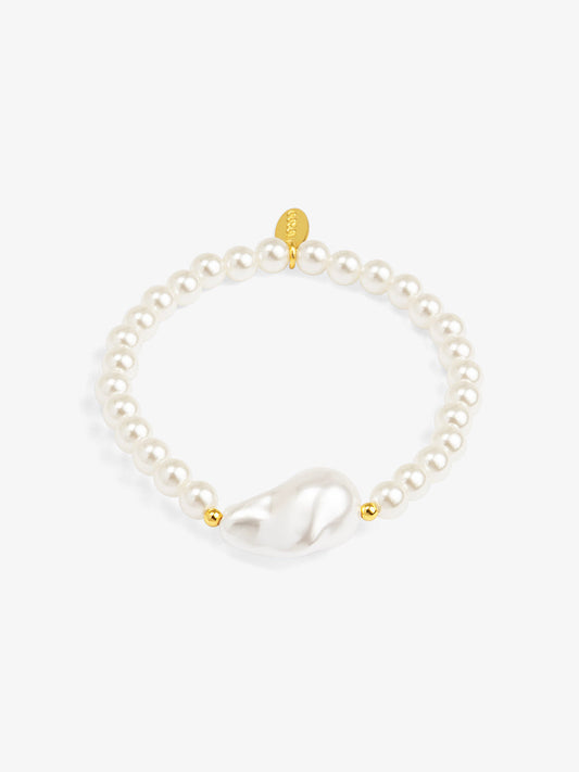 Baroque Pearl Charm Stretch Bracelet