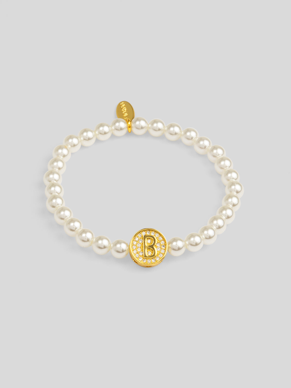 Pearl Initial Charm Stretch Bracelet