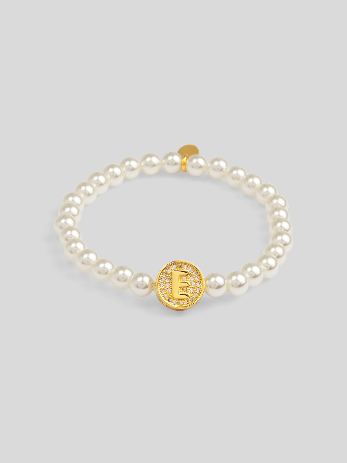 Pearl Initial Charm Stretch Bracelet