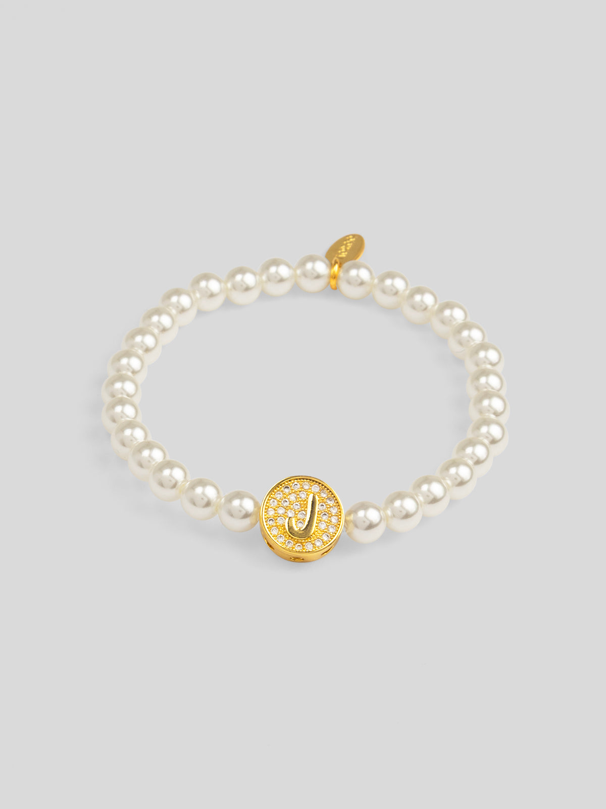 Pearl Initial Charm Stretch Bracelet