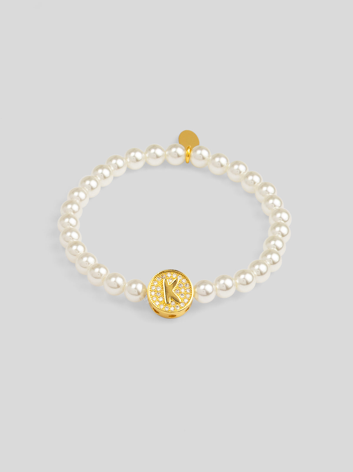 Pearl Initial Charm Stretch Bracelet