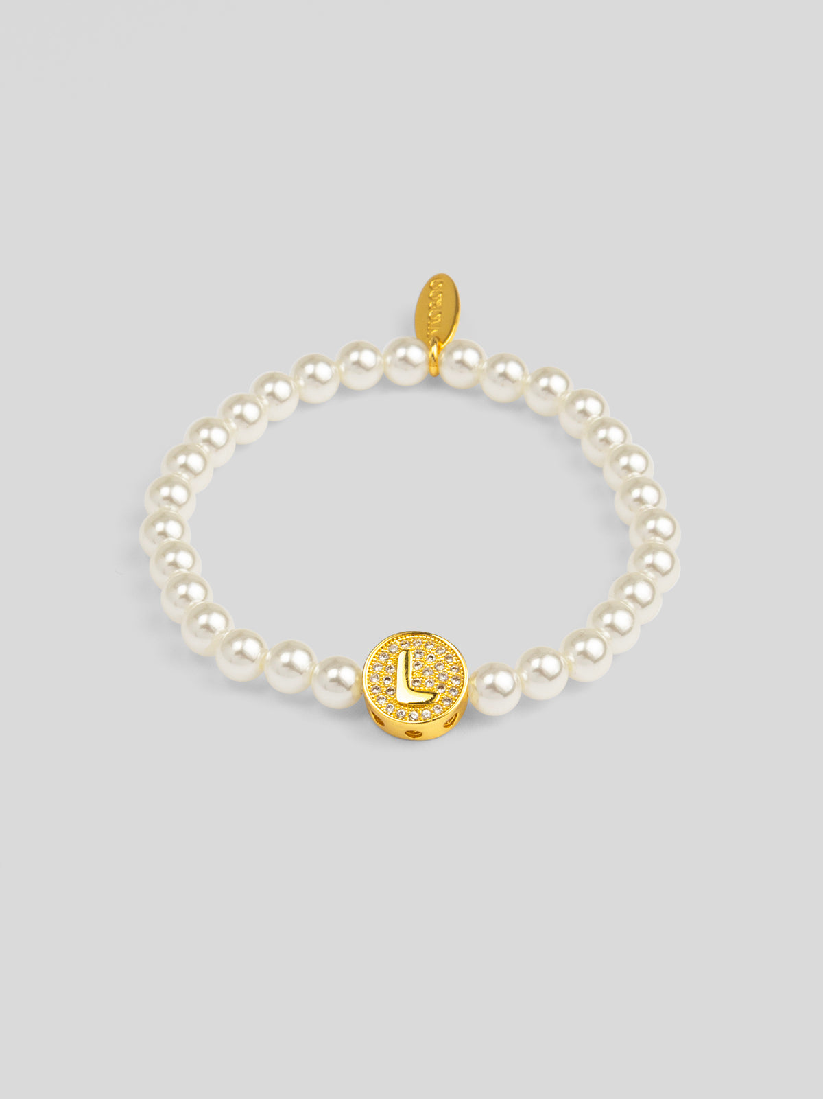 Pearl Initial Charm Stretch Bracelet