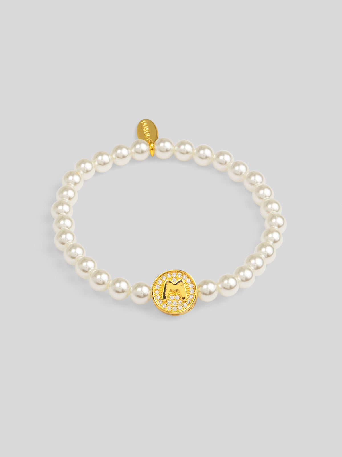 Pearl Initial Charm Stretch Bracelet
