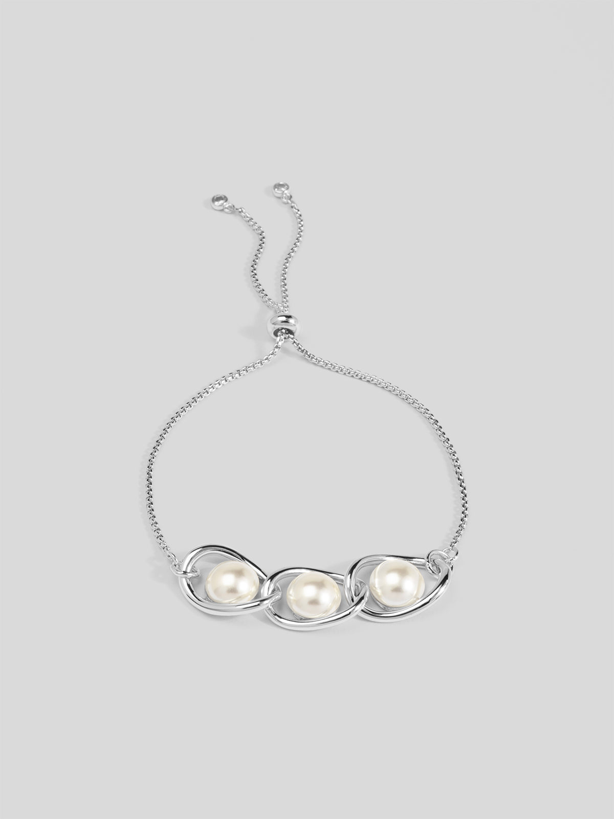 Twisted Orbit Pearl Slider Bracelet