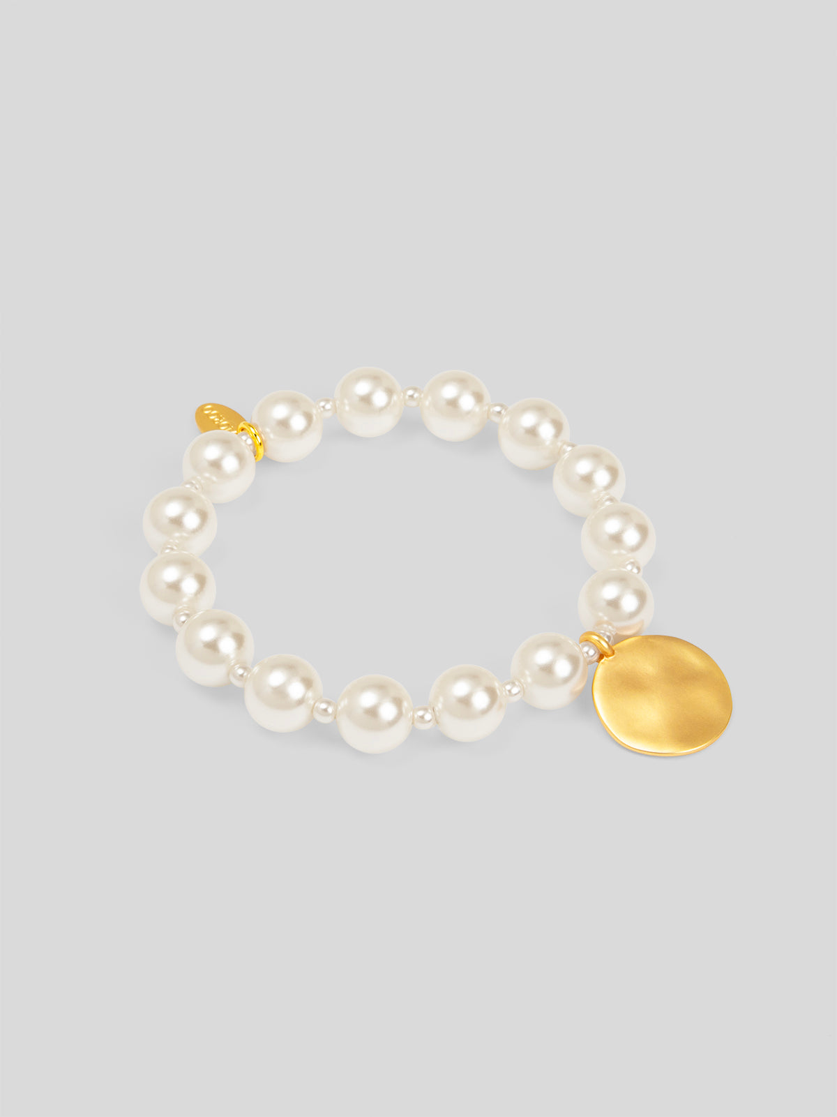 Matte Gold Hammered Disk Charm Bracelet