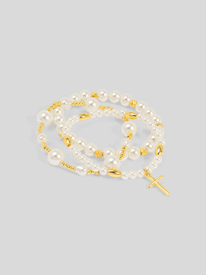Crosslight Pearl Bracelet Set (Set of 3)