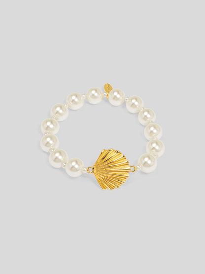 Scallop Pearl Stretch Bracelet