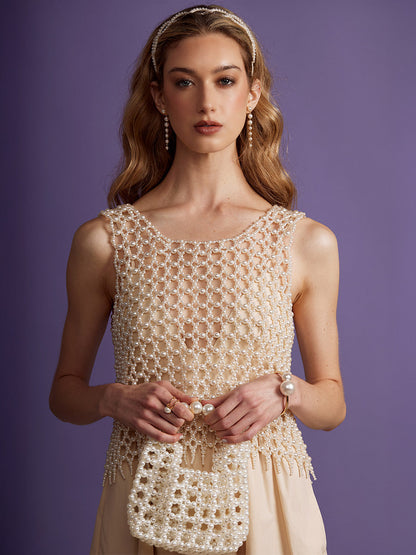 Sculptural Pearl Top Handle Bag
